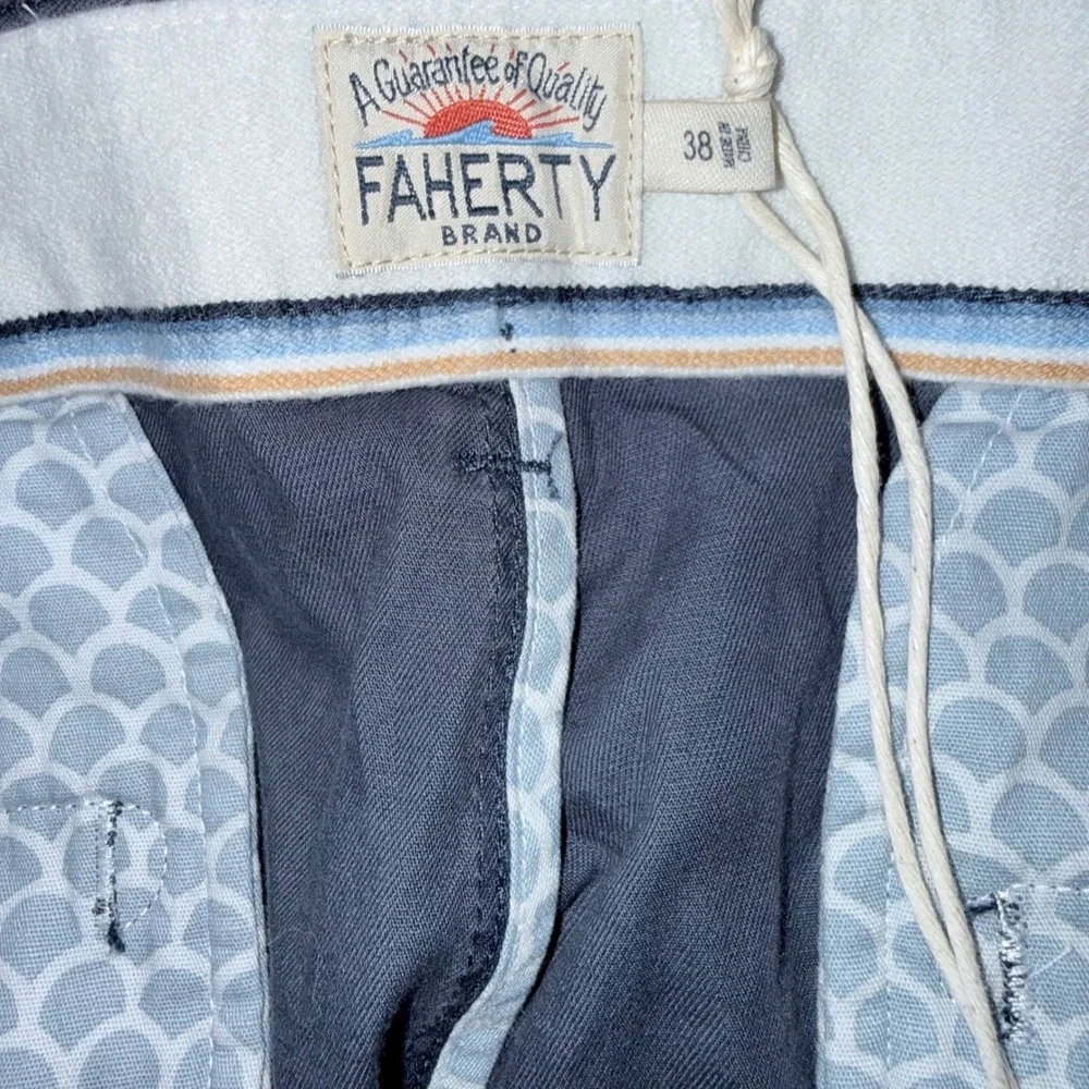 Faherty Mens 38 Waist Island Life Shorts Navy Blue‎ Organic NWT
